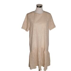 Saint Tropez AlmaSZ dress eyelet drop waist tunic cream beige medium